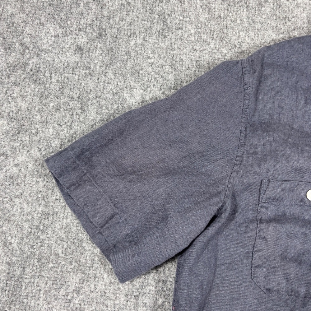 C&C California Button Down Shirt Mens M Gray 100% Linen Short Sleeve Pockets - Picture 6 of 6